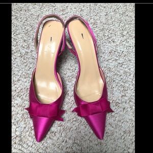Jcrew Pink Silk Slingback Bow Heels